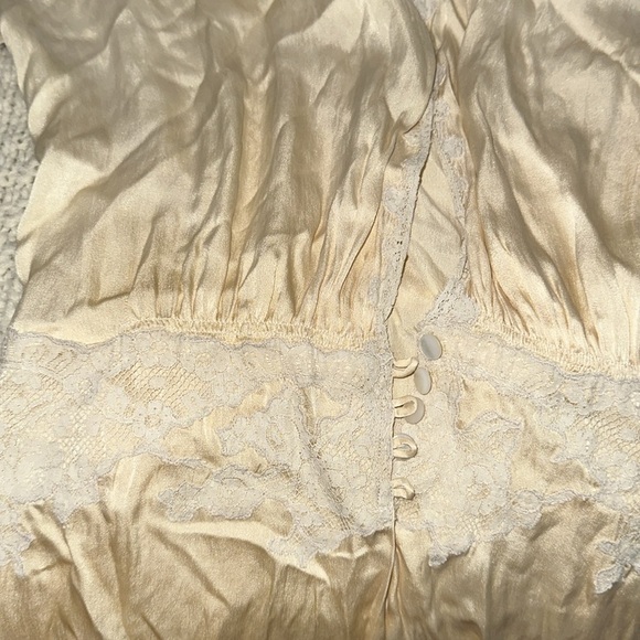 Vintage Elegant Cream open front maxi Dress with Lace Details size small - Picture 5 of 12